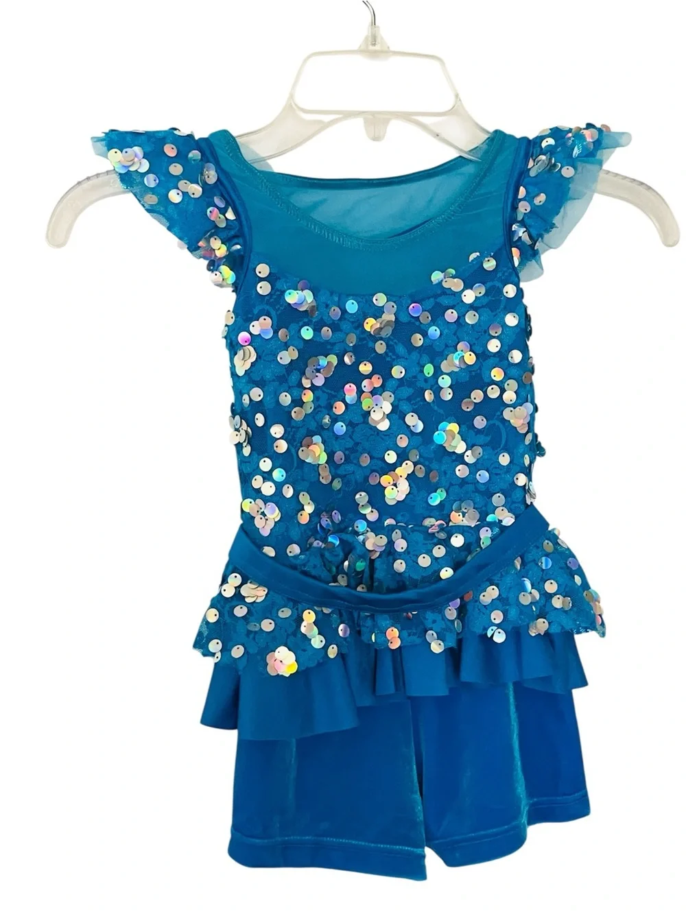Weissman 17853 Dance Costume Small (6-6X) The World is My Runway  Blue Biketard